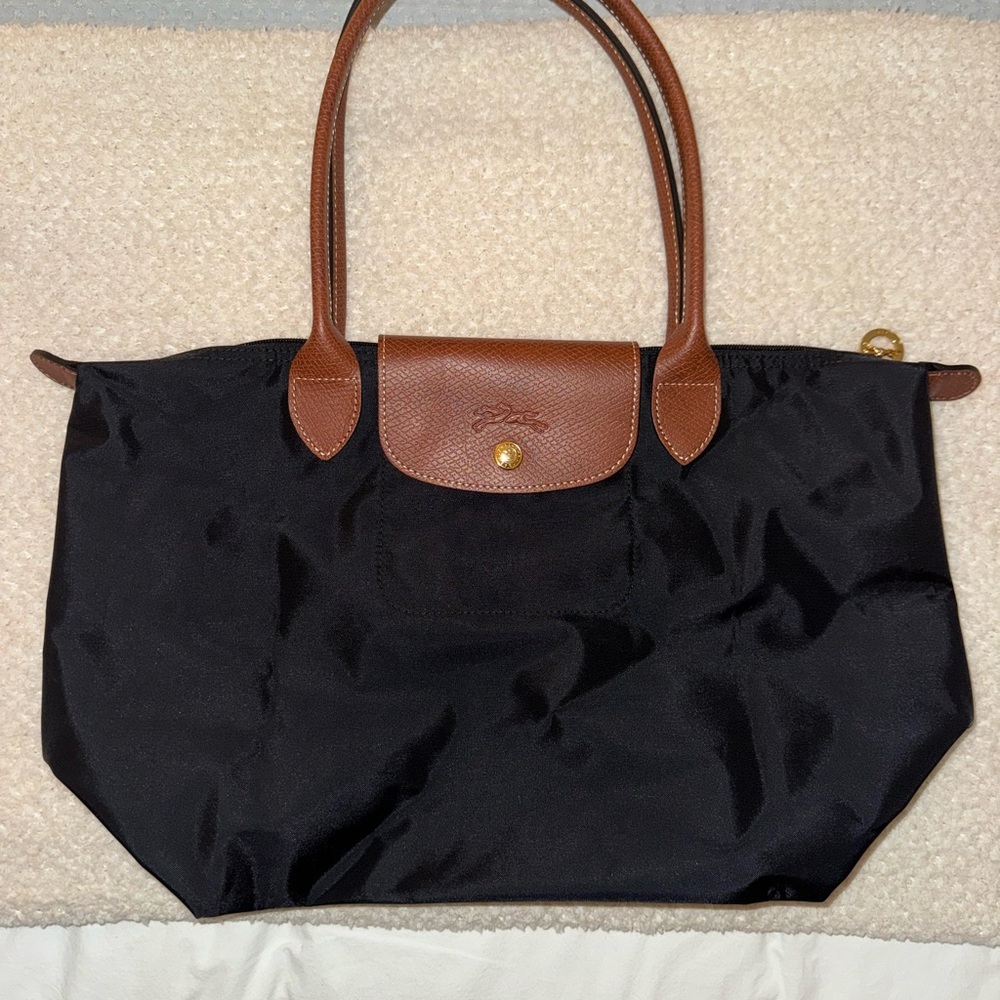 Longchamp Medium Black and Brown Tote Bag